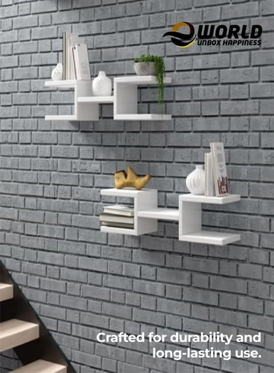 Eworld Set of 2 Modern Crab Floating Shelves-3