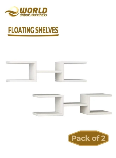 Eworld Set of 2 Modern Crab Floating Shelves-0