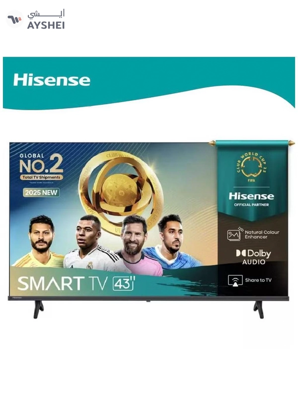 Hisense 43 Inch Full HD Smart TV – VIDAA OS, Natural Color Enhancer, Game Mode, Dolby Audio, Screen Mirroring, Noise Reduction, HDMI ARC, Wi-Fi, YouTube, Netflix - 2025 43A4Q Black