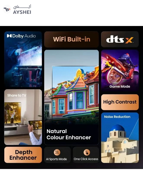 Hisense 43 Inch Full HD Smart TV – VIDAA OS, Natural Color Enhancer, Game Mode, Dolby Audio, Screen Mirroring, Noise Reduction, HDMI ARC, Wi-Fi, YouTube, Netflix - 2025 43A4Q Black