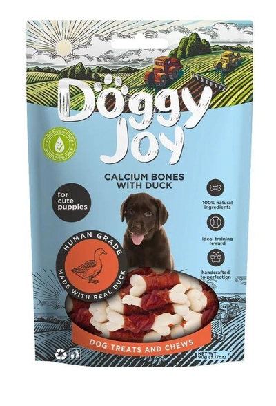 Doggy Joy Calcium Bones with Duck Puppy Treats 90g-0