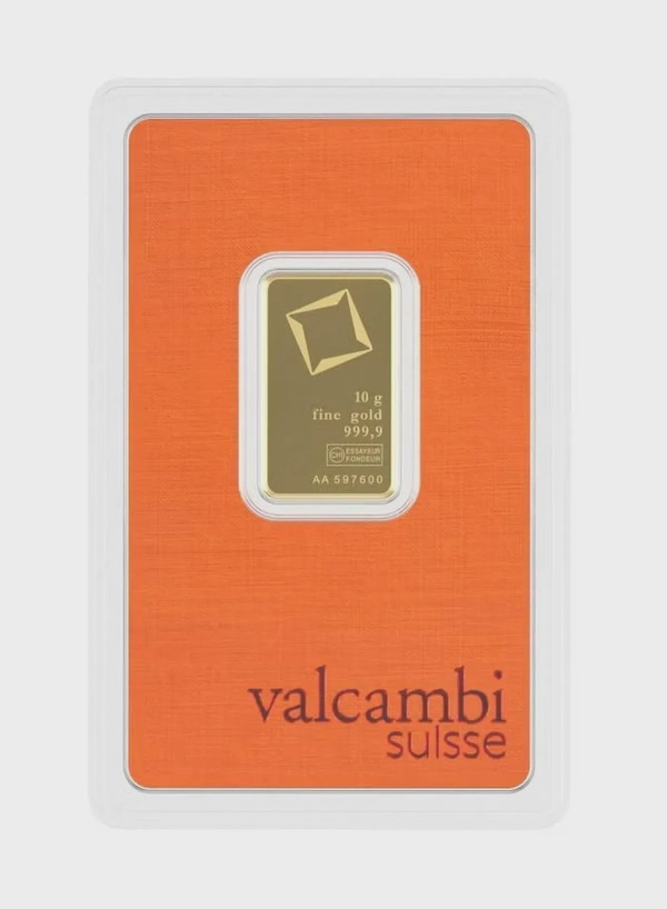 Valcambi Suisse 10g 24K (999.9) Pure Minted Gold Bar - Variable Design