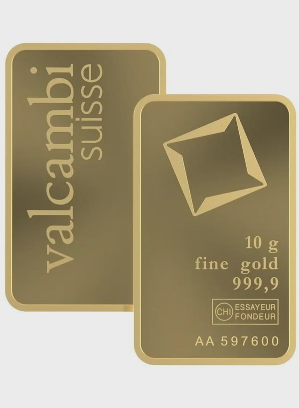 Valcambi Suisse 10g 24K (999.9) Pure Minted Gold Bar - Variable Design