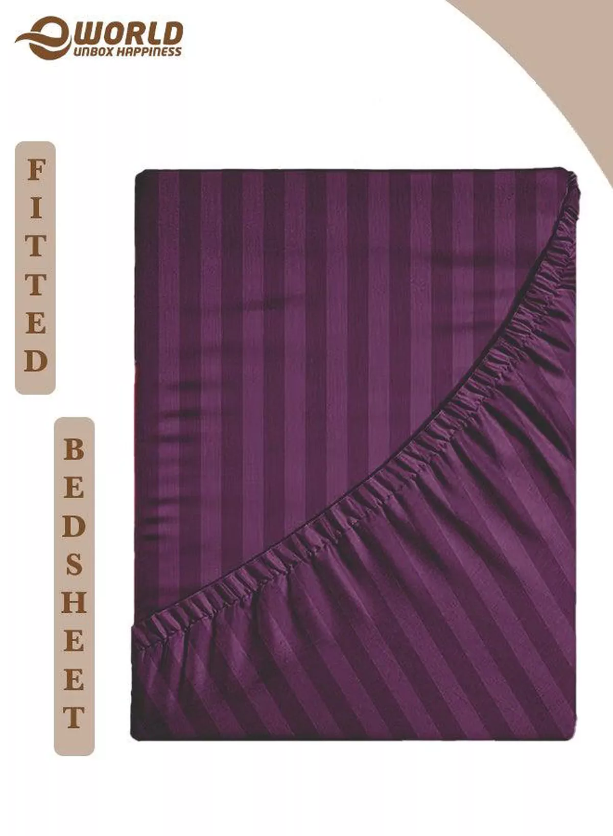 Purple Striped Microfiber Fitted Bedsheet with Deep Pocket for a Snug Fit, Breathable, Machine Washable for Optimal Protection, Available in King, Queen and Single Sizes, Without Pillow Cover