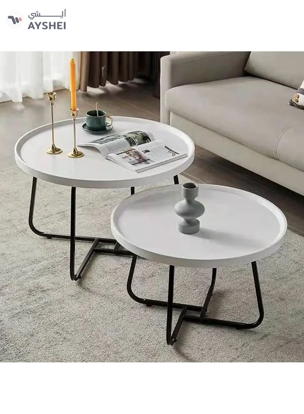 DubaiGallery Coffee Table Set of 2, Living Room Table Round, Living Room Table Gold, Coffee Table Gold Marble for Living Room and Bedroom Tables, Coffee Tables, Living...
