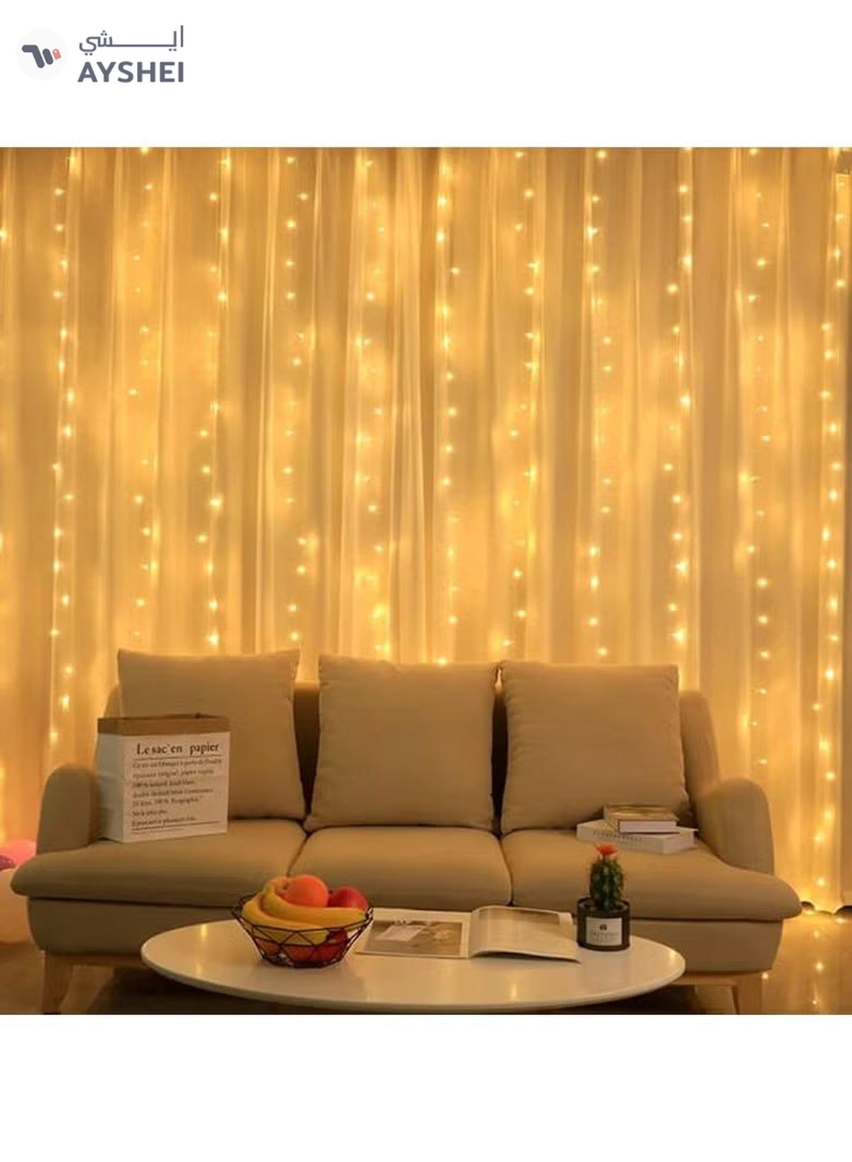 DubaiGallery Window Star Lights 5M LED String Light Curtain Fairy Star Light Decoration for Indoor Party Wedding Bedroom (Star-Warm White)-1-1