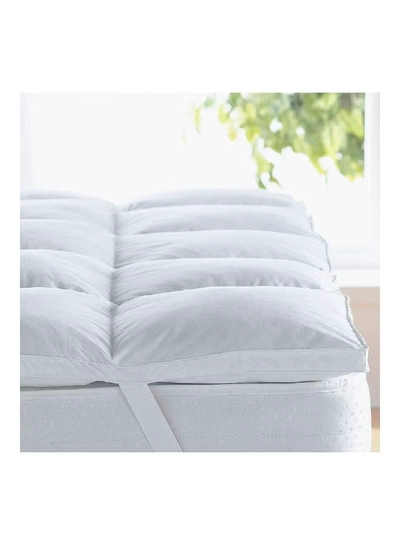 REGAL IN HOUSE Two Layers Microfiber Mattress Topper 10 cm With Silicone Filling and Rubber Corners Edges Microfiber White-1