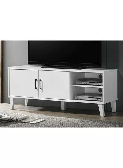 TV Cabinet For Up To 32 Inches TV I Entertainment Modern Design Wall Unit Furniture I Wooden TV Stand For Living Room, Bedroom I TV Rack L120xW40xH49 cm - White-0