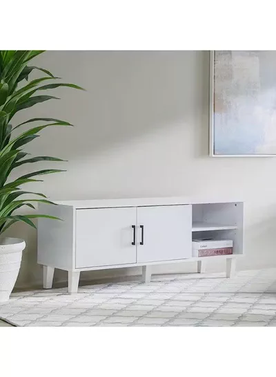 TV Cabinet For Up To 32 Inches TV I Entertainment Modern Design Wall Unit Furniture I Wooden TV Stand For Living Room, Bedroom I TV Rack L120xW40xH49 cm - White-1