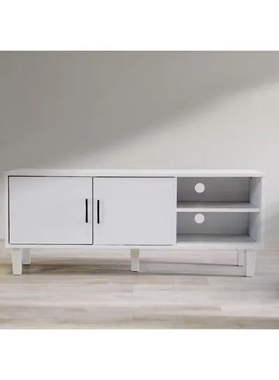 TV Cabinet For Up To 32 Inches TV I Entertainment Modern Design Wall Unit Furniture I Wooden TV Stand For Living Room, Bedroom I TV Rack L120xW40xH49 cm - White-3