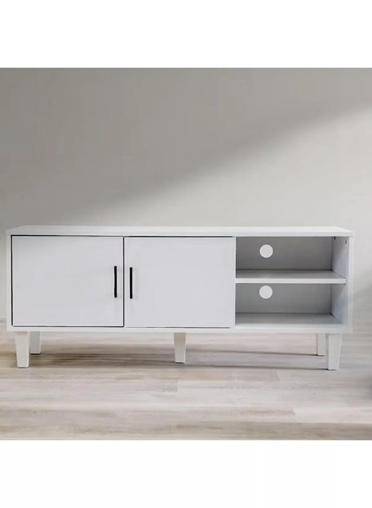 TV Cabinet For Up To 32 Inches TV I Entertainment Modern Design Wall Unit Furniture I Wooden TV Stand For Living Room, Bedroom I TV Rack L120xW40xH49 cm - White-3-3