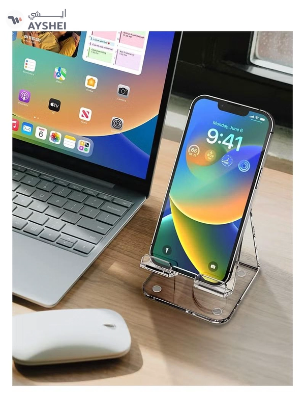 Eworld Clear Acrylic Cell Phone Stand Portable Mobile Holder for Desk Compatible with many Devices