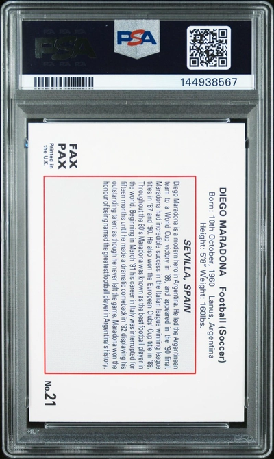 Diego Maradona 1993 World Of Sport Card PSA 9-1