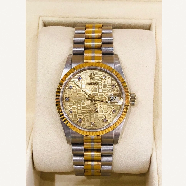 Rolex Datejust 31 | 31mm Tridor Full Gold with Champagne Jubilee Diamond Dial | Used (Good) | Original box | No original papers