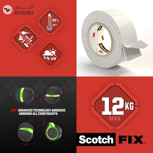 Scotch Fix Double-Face Transparent Mounting Tape – Strong, Invisible Adhesive for Interior Applications