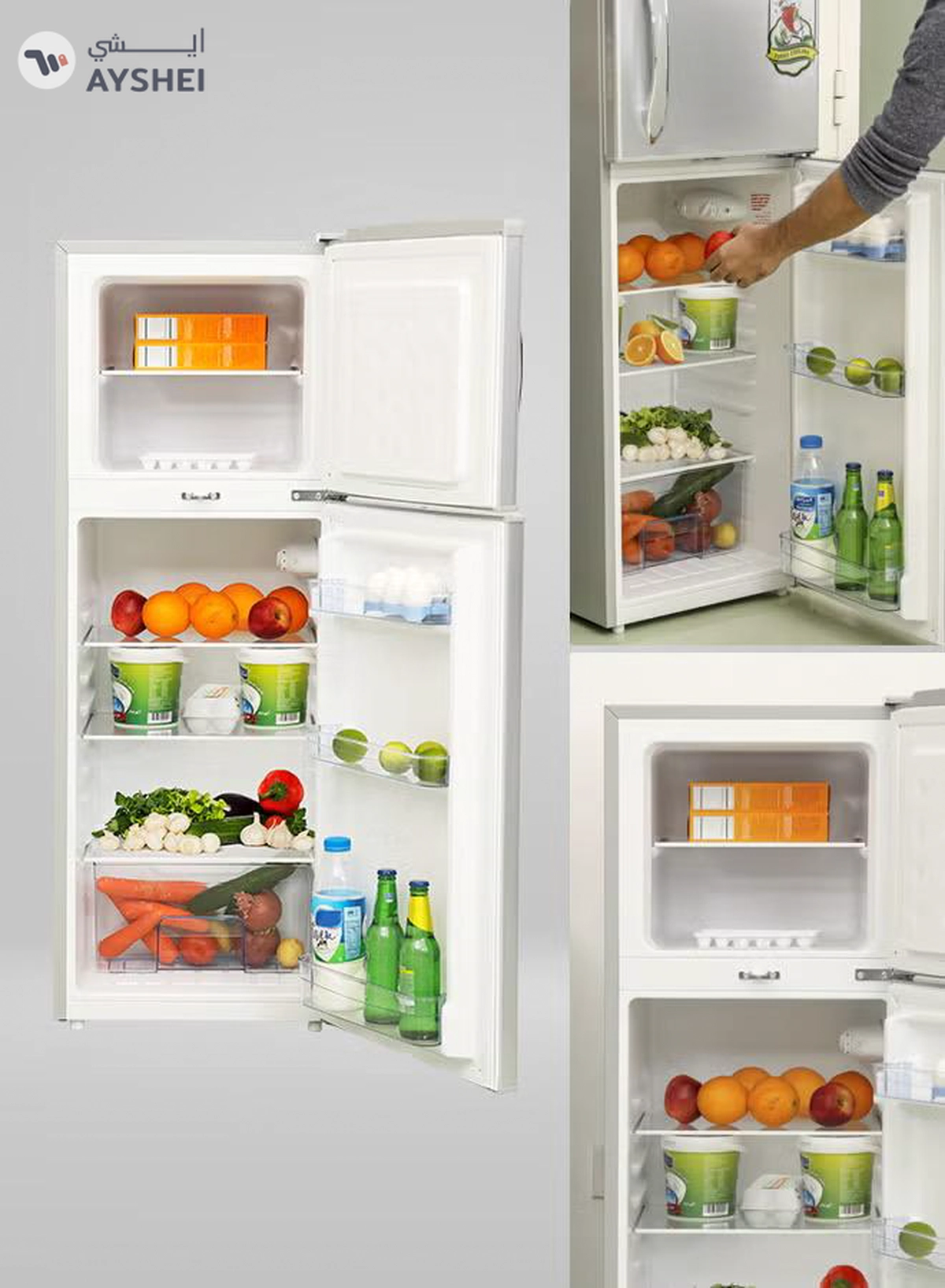 GEEPAS 180LGross/ 132L Net Capacity, Double Door Refrigerator - Durable Double Door Refrigerator, Fast Cooling & Preserves Freshness, Low Noise, Energy Efficient, In-Built Deodorizer, Tempered Glass Shelves , Freezer Capacity-34L 120 W 120 W GRF1856SPN Silver-1-1