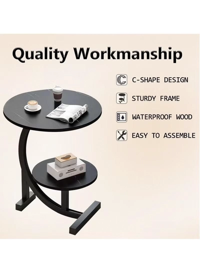 DubaiGallery Multifunctional Side Table, Modern End Table for Home Office, Small Accent Table for Living Room Decor Bedroom Farmhouse, Couch Nightstand Easy Assembly-2