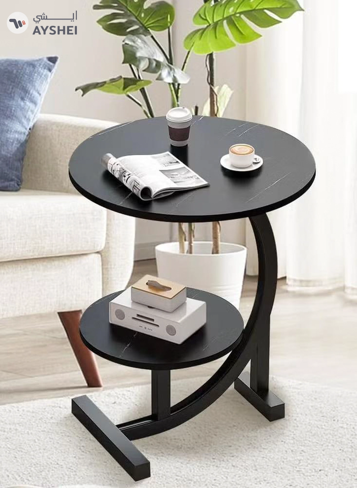 DubaiGallery Multifunctional Side Table, Modern End Table for Home Office, Small Accent Table for Living Room Decor Bedroom Farmhouse, Couch Nightstand Easy Assembly-1-1