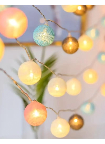 JIHAM Multicolor Cotton Ball String Lights for Bedroom 3M / 9.84Ft 10 LED Cotton Ball Fairy Lights Battery Powered Cotton Ball Lights Indoor Outdoor Party Decoration LED Light-6