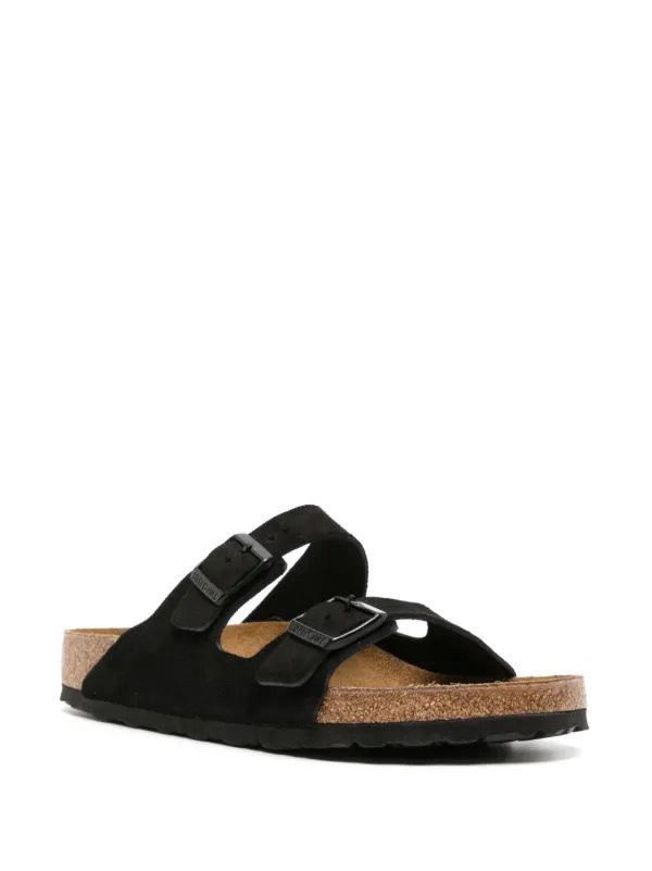 Birkenstock Arizona Black Suede Two-Strap Sandals