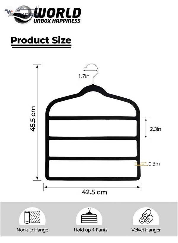Eworld Pack of 4 Non-Slip Clothes Hangers with 4 layers, The Ultimate Space-Saving Solution