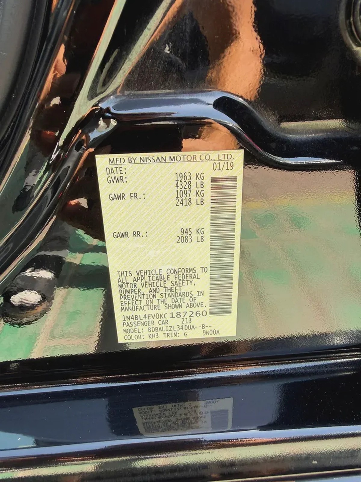 NISSAN ALTIMA SL 2019-11-11