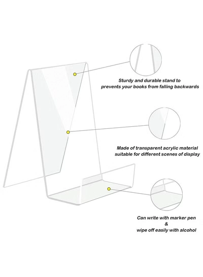 Eworld 5 pieces Acrylic Book Stand with Ledge, Clear Display Easel-2