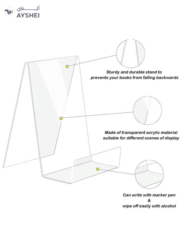 Eworld 5 pieces Acrylic Book Stand with Ledge, Clear Display Easel
