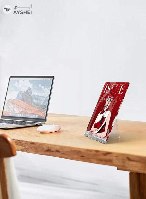 Eworld 5 pieces Acrylic Book Stand with Ledge, Clear Display Easel