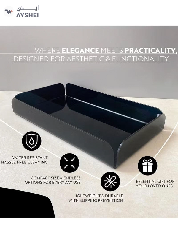 Eworld Multi-Purpose Black Acrylic Trays for Organization