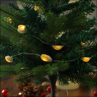 YATAI Holiday Sea Shell Garland Wreath Battery Operated LED Fairy String Lights-3