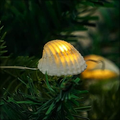 YATAI Holiday Sea Shell Garland Wreath Battery Operated LED Fairy String Lights-4