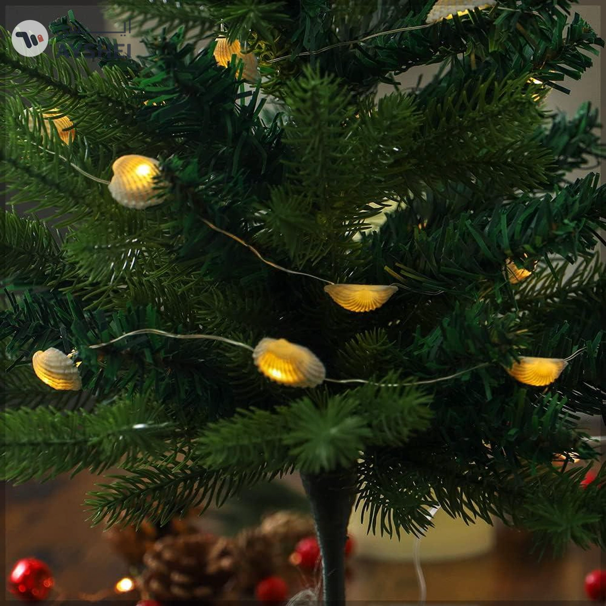 YATAI Holiday Sea Shell Garland Wreath Battery Operated LED Fairy String Lights-3-3