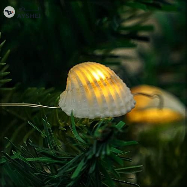 YATAI Holiday Sea Shell Garland Wreath Battery Operated LED Fairy String Lights