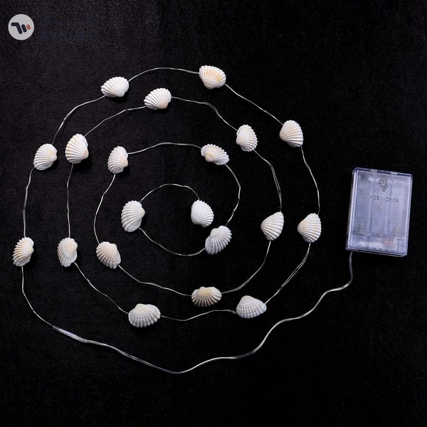 YATAI Holiday Sea Shell Garland Wreath Battery Operated LED Fairy String Lights