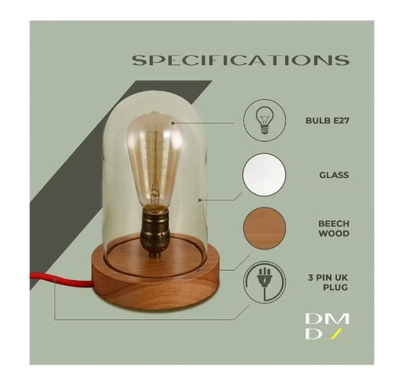 Daamudi Desk Retro Lamp, Wooden Vintage Table Decorative Night, By Daamudi-3