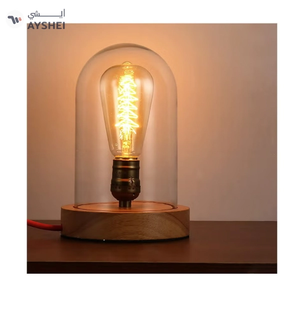 Daamudi Desk Retro Lamp, Wooden Vintage Table Decorative Night, By Daamudi