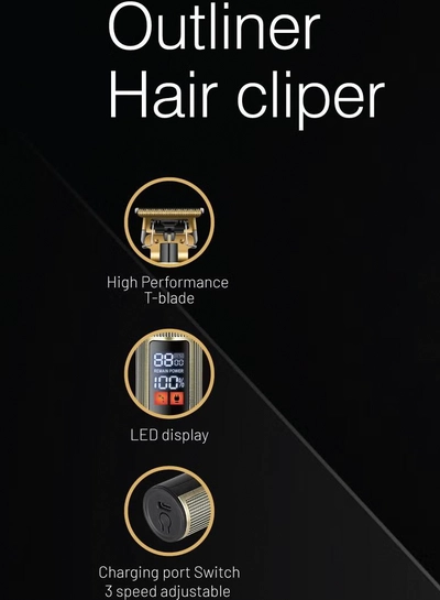  Olsenmark Outliner Hair Clipper- OMTR4110, Hair and Beard Clipper with High Capacity and Fast Charging, Powerful Performance, LED Display, Perfect for Home and Saloon Styling-2