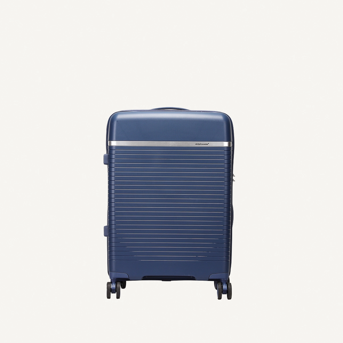 British Traveller 3-Piece Polypropylene Luggage Set | 20”, 24”, 28” Lightweight Suitcases with 360° Spinner Wheels, TSA Lock, Water & Scratch Resistant | Durable Hard Shell Trolley Bags with Telescopic Handle - Blue-3-3