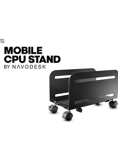 Mobile CPU Stand Desktop Computer Tower Cart with Caster Wheels (Black)-1