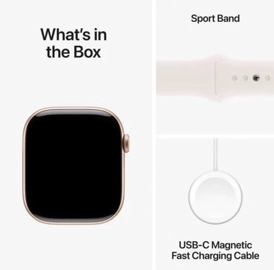 Apple Watch Series 10 GPS + Cellular 42mm Rose Gold Aluminium Case With Starlight Sport Band-1