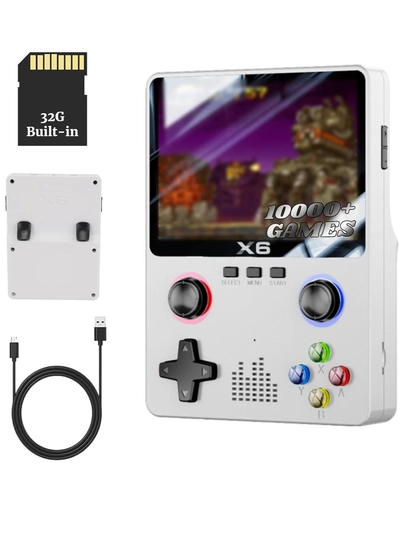 X6 HD Handheld Game Console - Portable Retro Gaming Console, Mini X6 Handheld with 32GB Storage, Built-In Classic Games, Long Battery Life, Perfect for On-the-Go Entertainment (White)-0