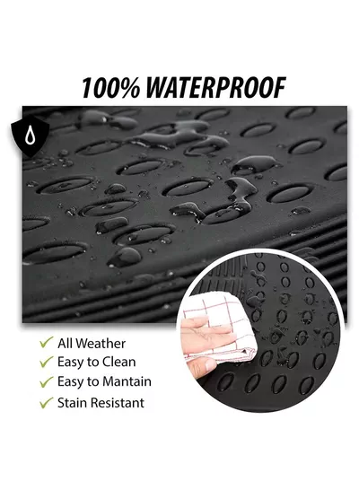 Eworld 3 Piece Set Enhanced Proline Trimmable Floor Mats for Cars Trucks Jeeps Vans and SUVs Universal Fit Design Black Heavy Duty Waterproof and All Weather Protection Odorless Rubber with Anti-Slip Feature-3