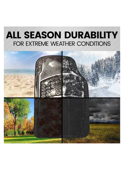 Eworld 3 Piece Set Enhanced Proline Trimmable Floor Mats for Cars Trucks Jeeps Vans and SUVs Universal Fit Design Black Heavy Duty Waterproof and All Weather Protection Odorless Rubber with Anti-Slip Feature-5