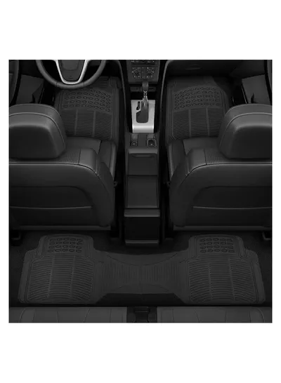 Eworld 3 Piece Set Enhanced Proline Trimmable Floor Mats for Cars Trucks Jeeps Vans and SUVs Universal Fit Design Black Heavy Duty Waterproof and All Weather Protection Odorless Rubber with Anti-Slip Feature-6