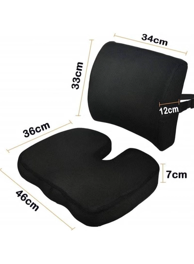 Eworld Premium Comfort Seat Cushion - Non Slip Orthopedic Memory Foam Coccyx Cushion and Back Seat-2