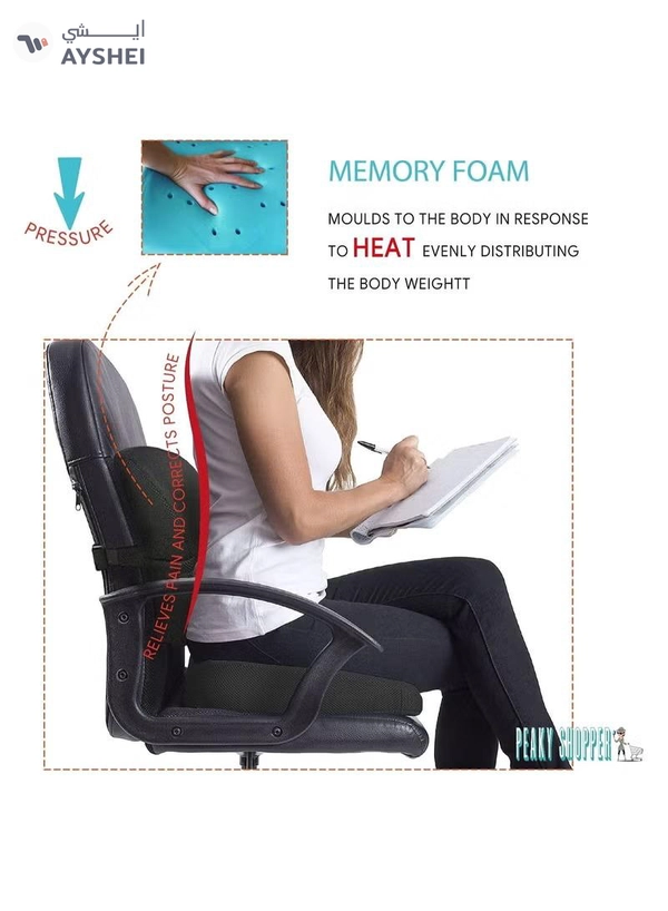 Eworld Premium Comfort Seat Cushion - Non Slip Orthopedic Memory Foam Coccyx Cushion and Back Seat