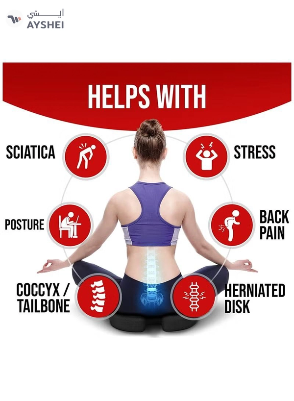 Eworld Premium Comfort Seat Cushion - Non Slip Orthopedic Memory Foam Coccyx Cushion and Back Seat