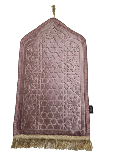 Yuwell Kids Prayer Mat Embossed Prayer Mat Anti-Slip Velvet Top Islamic Prayer Mat Sajadah Mat Prayer Rug Salah Mat For Kids Eid Gifts And Ramadan Gifts 60X35CM Pink-0