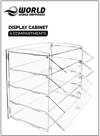 Eworld 4-Tier Clear Acrylic Display Cabinet with Detachable Flip Lid Design -0